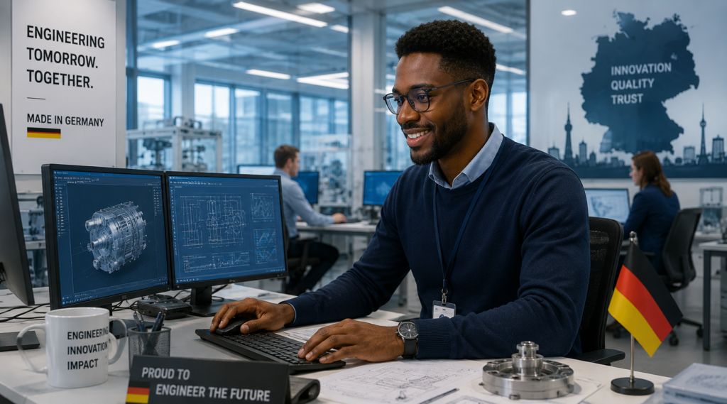 Skilled foreign worker employed in Germany's technology and engineering sector