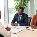 Nigerian job seeker answering questions during a professional job interview